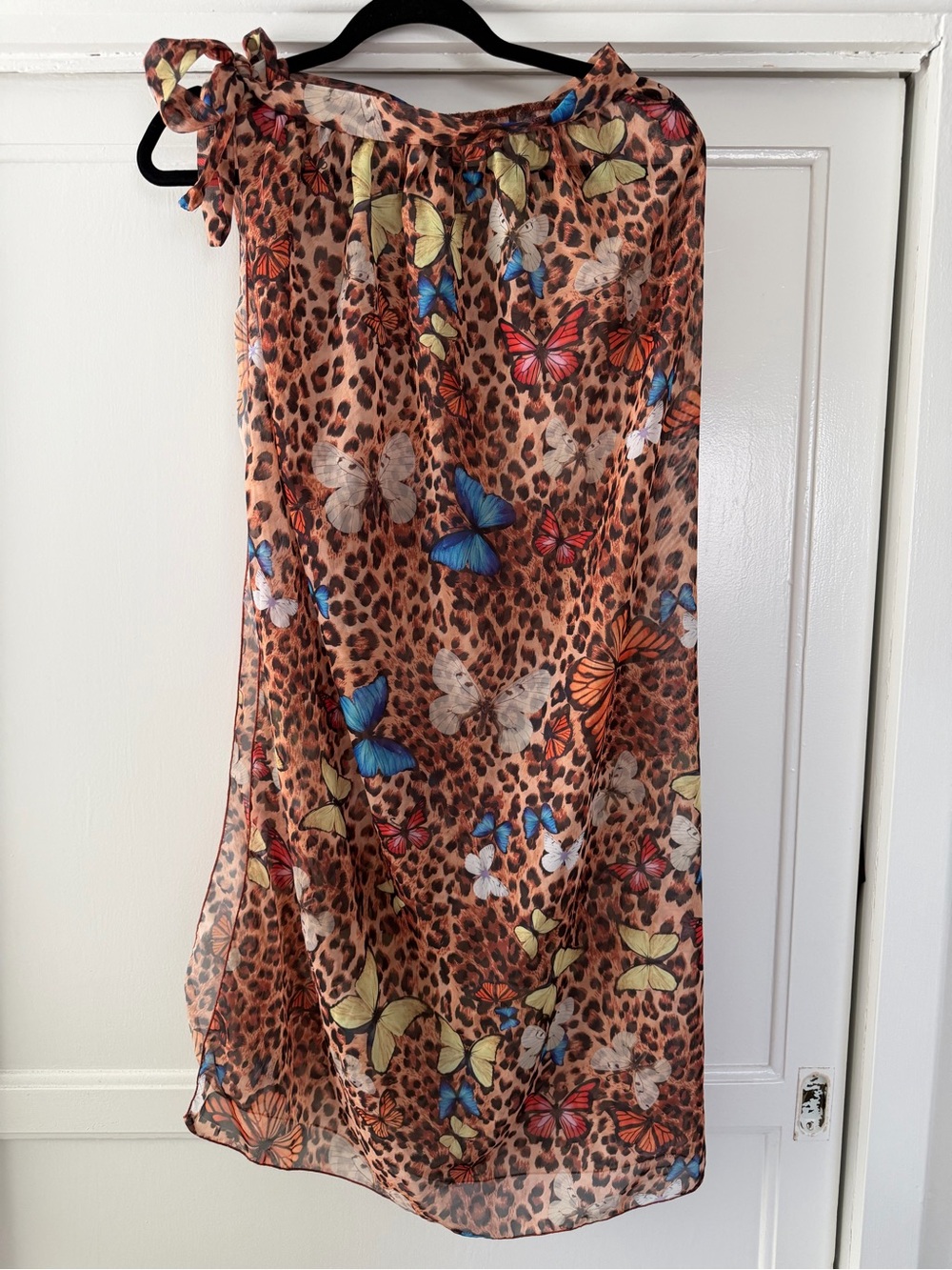 Women’s Butterfly & Leopard Print Sheer Skirt - Brown